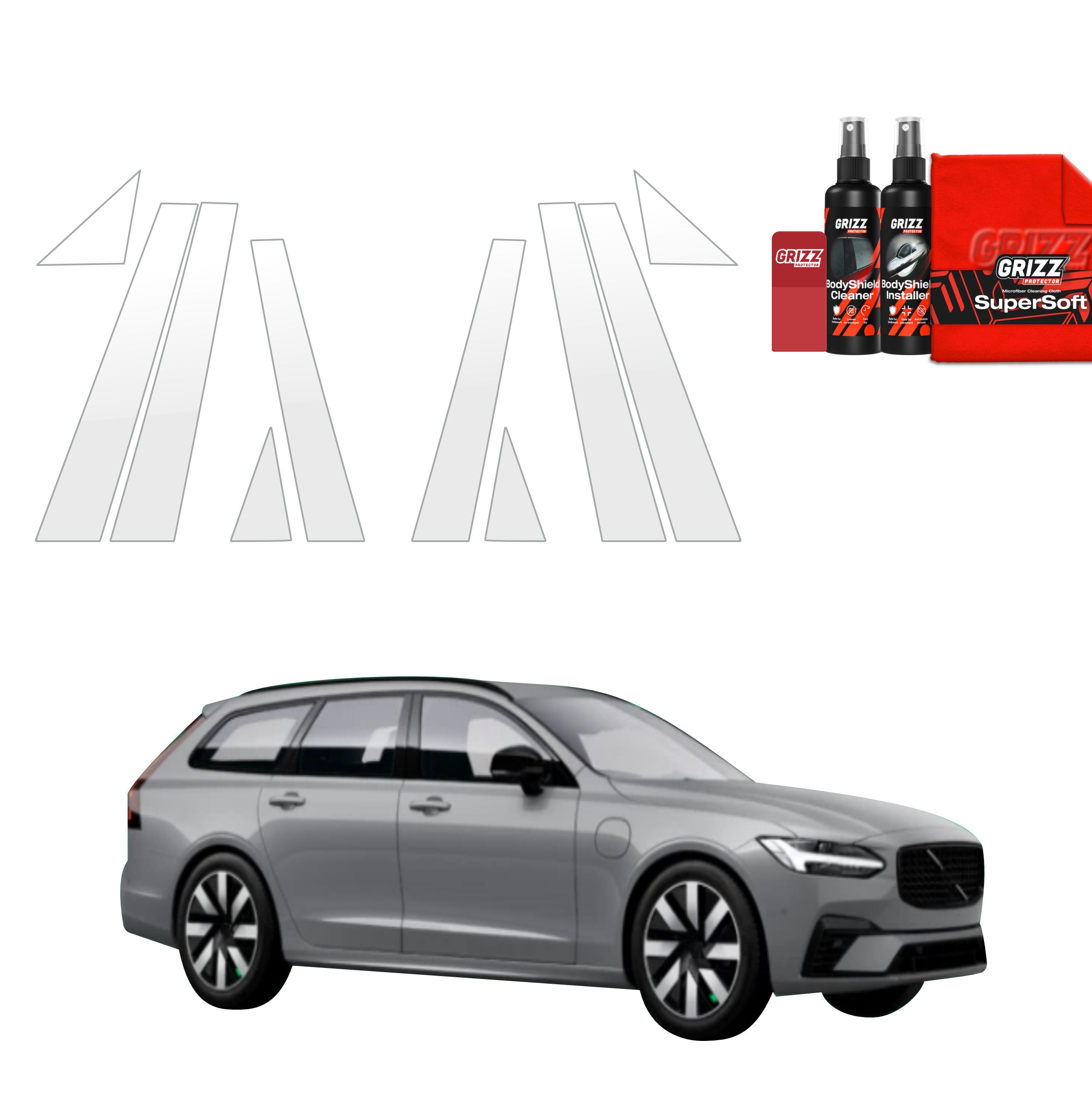 10in1 Schutzfolie Grizz Protector für B-C-Säule - Volvo V90 (2021-2026)