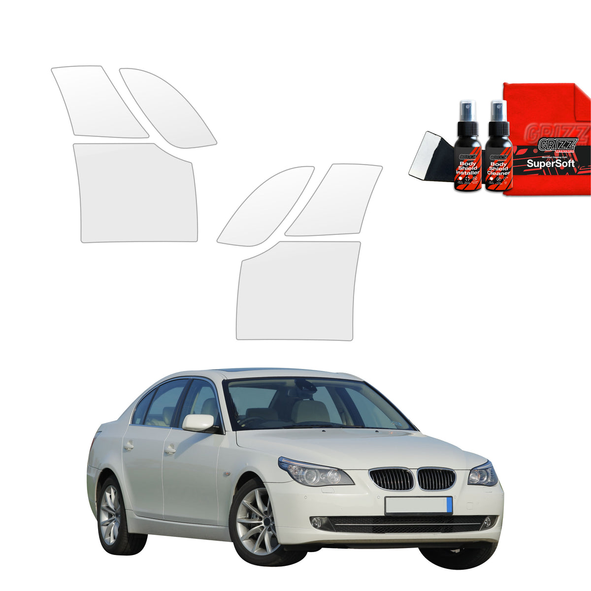 6in1 Schutzfolie Grizz Protector für hinteren & vorderen Seitenschwelle - BMW 5 E60 Sedan 4D (2007-2010)
