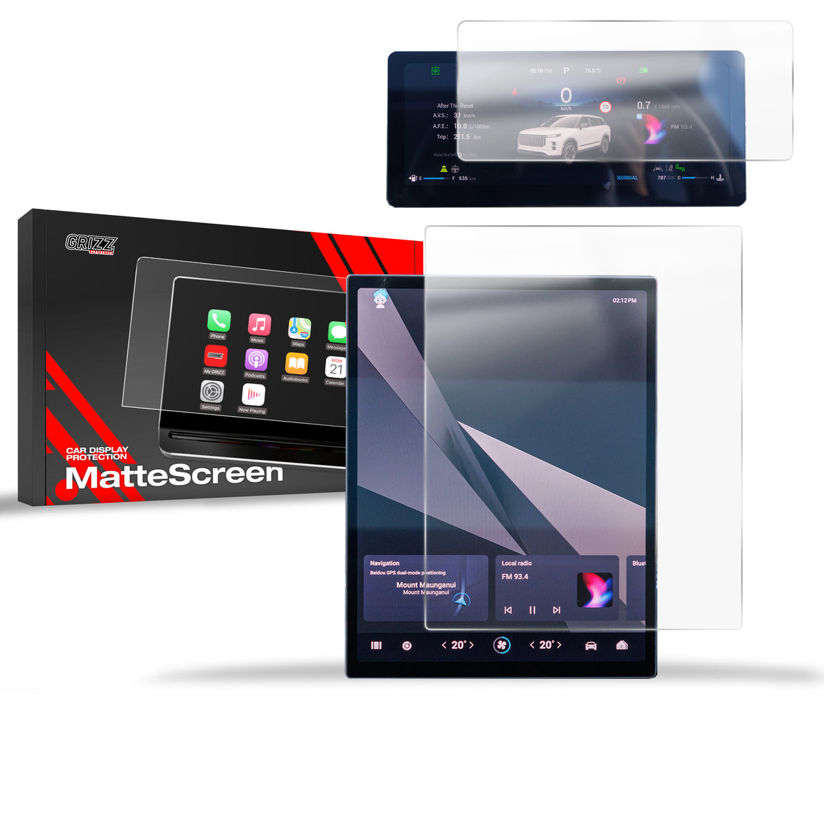 Matte Autodisplayfolie 2in1 für Jaecoo J7 13,2" (2024-2026), Grizz Protector
