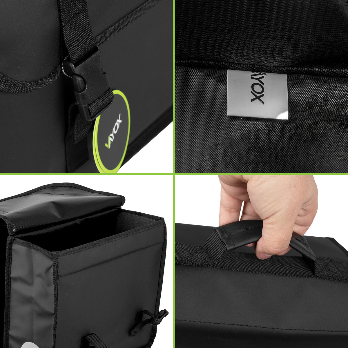 Doppelte Fahrradtasche für den Gepäckträger, Vayox VA0447 29L, Schwarz