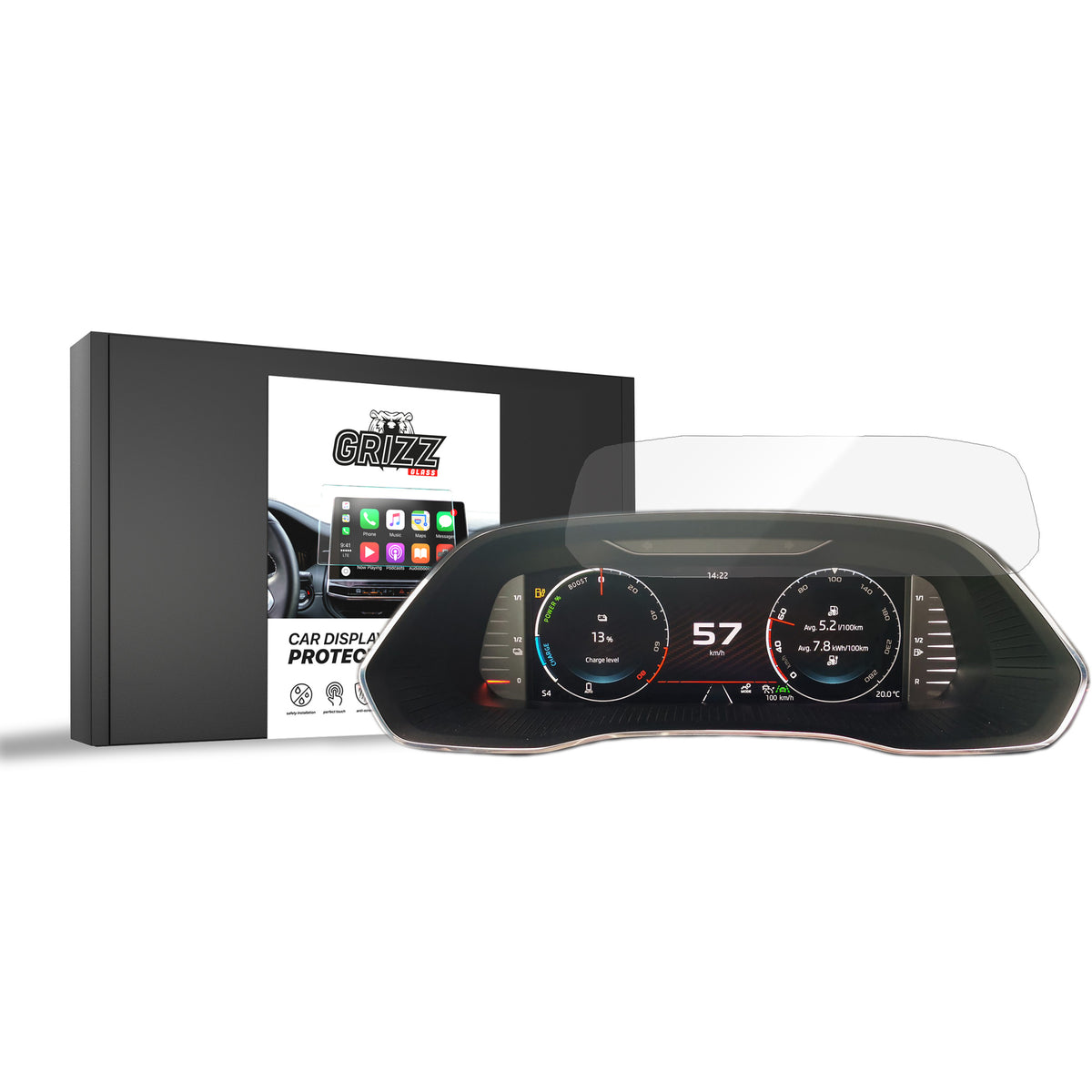Keramische Autodisplayfolie für Skoda Kodiaq Virtual Cockpit 10,25" (2021-2026), Grizz Protector