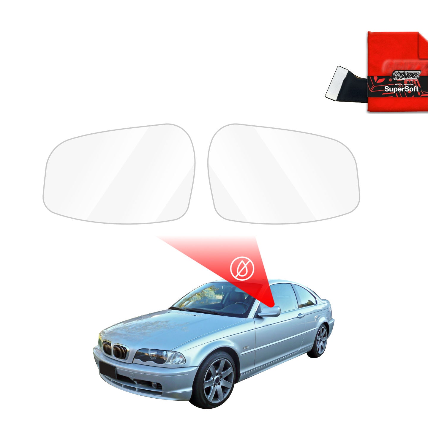 Regenschutzfolie Grizz Protector für Außenspiegel - BMW 3 E46 Coupe Pre-LCI (1999-2002)