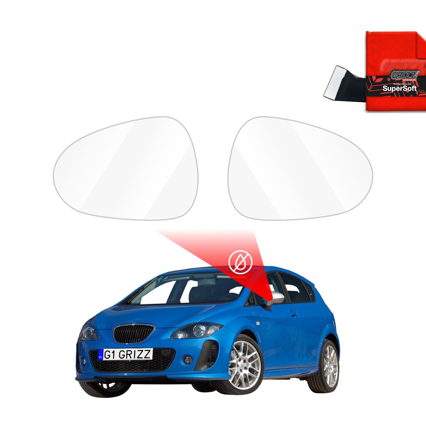 Regenschutzfolie Grizz Protector für Außenspiegel - Seat Leon (2009-2020)