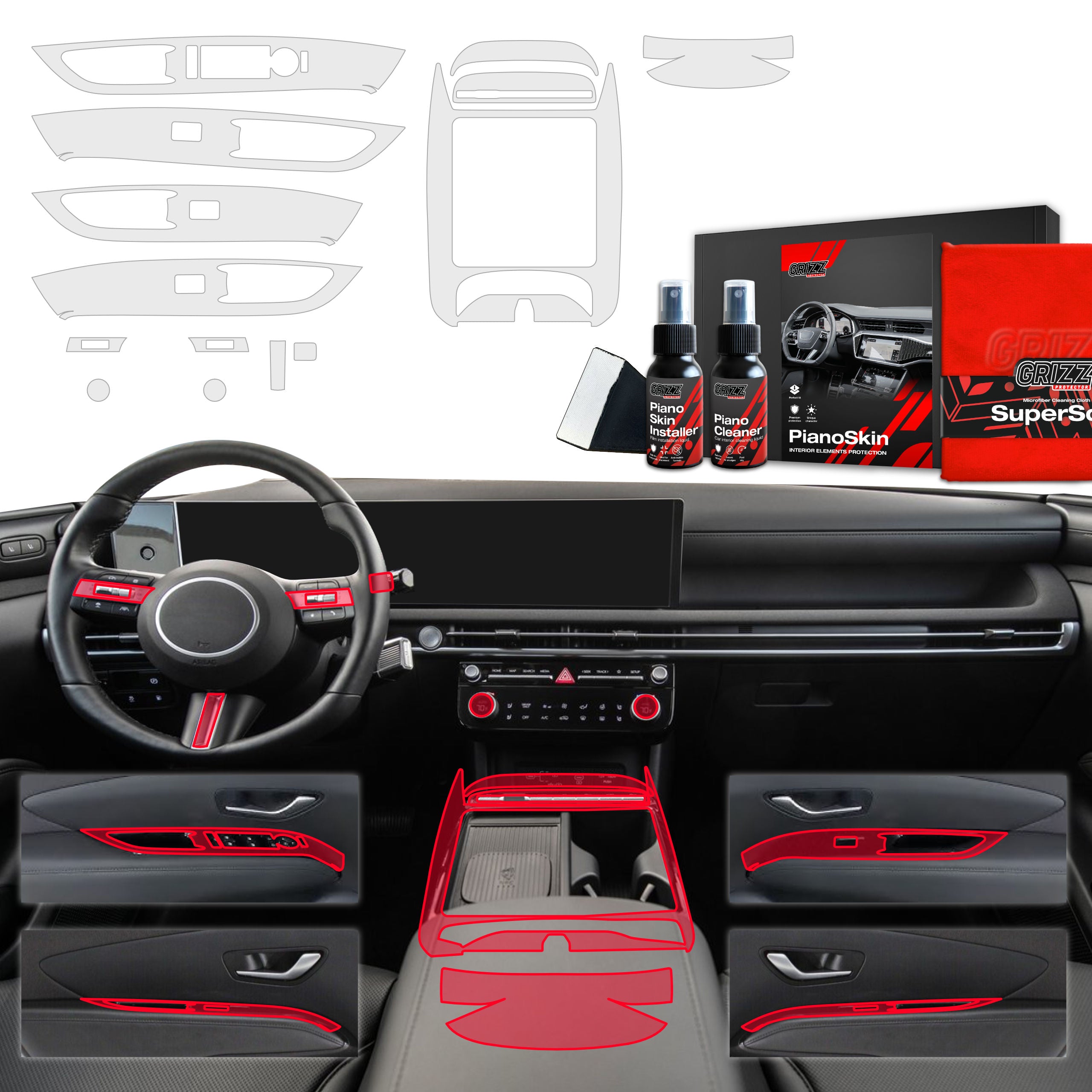 14in1 Schutzfolien Grizz Protector für Mittelkonsole & Armaturenbrett - Hyundai Tucson Facelift (2024-2026) Matt