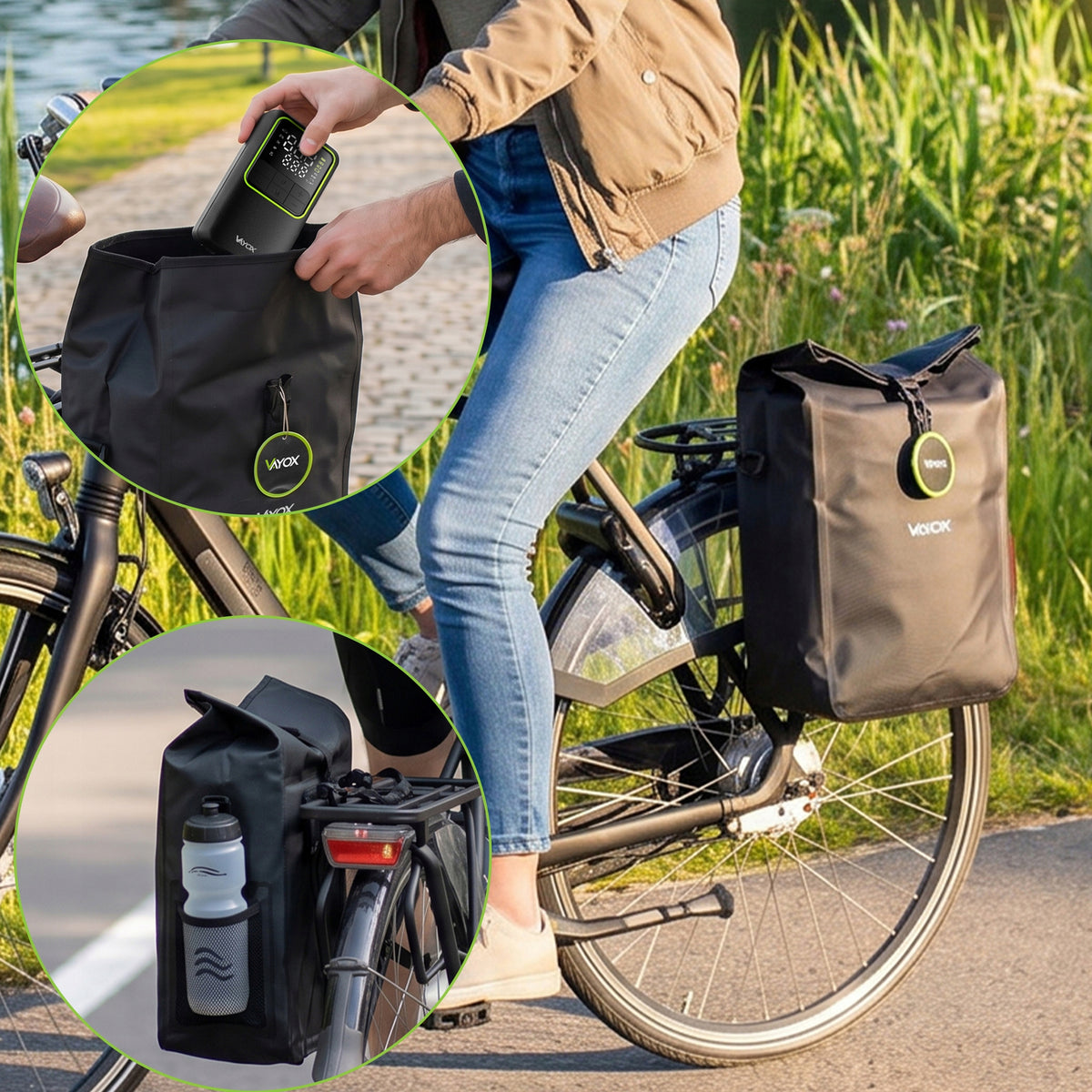 Fahrradtasche für den Gepäckträger, Vayox VA0444B 25L, Schwarz