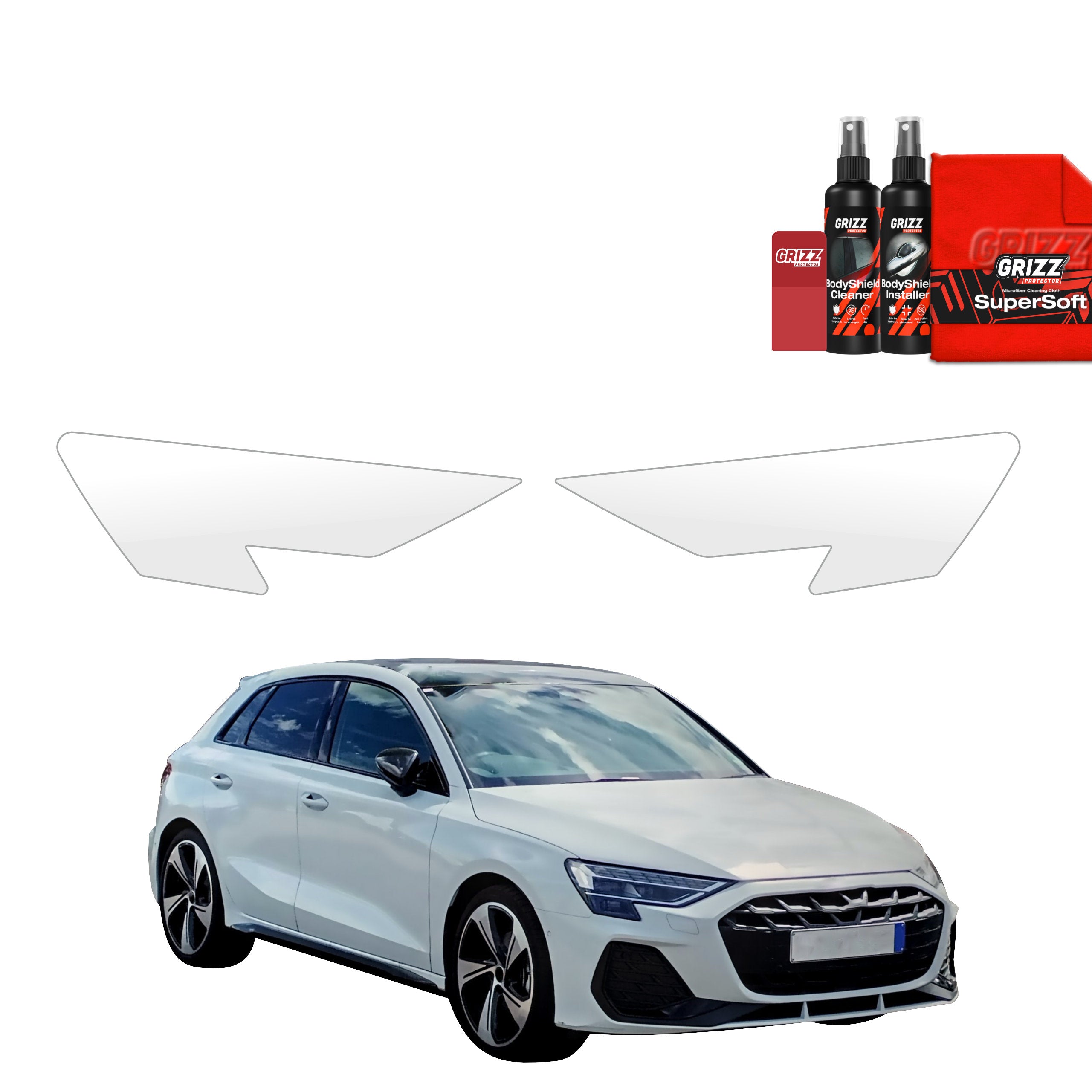 2in1 Schutzfolie Grizz Protector für Scheinwerfer - Audi A3 8Y Hatchback 5D (2024-2026)