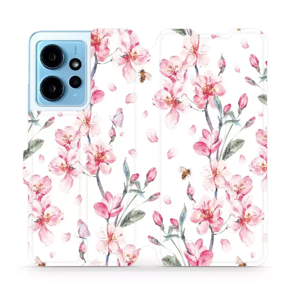 Handyhülle mit klappe für Xiaomi Redmi Note 12 4G, Mobiwear Book, Rosa Frühling