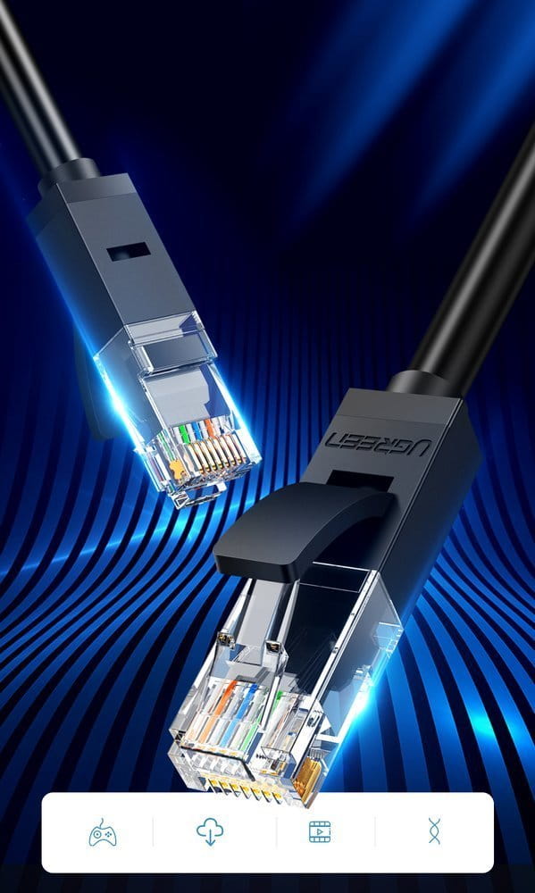 Ethernet Netzwerkkabel Patchcord Ugreen RJ45 Cat 6 UTP, 1000Mbps, 10m, Schwarz