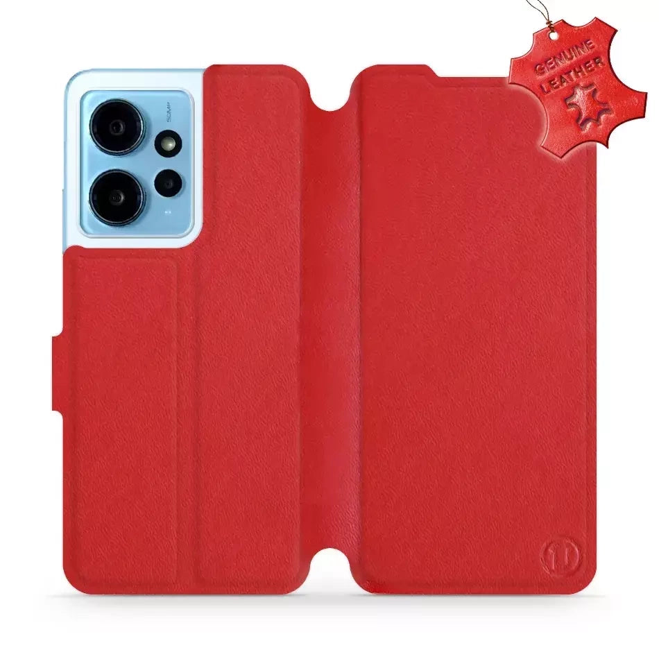 Echtleder Handyhülle für Xiaomi Redmi Note 12 4G, Mobiwear Leather, Rot