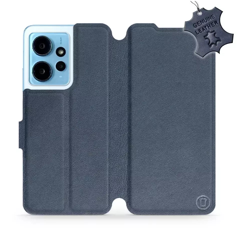 Echtleder Handyhülle für Xiaomi Redmi Note 12 4G, Mobiwear Leather, Dunkelblau