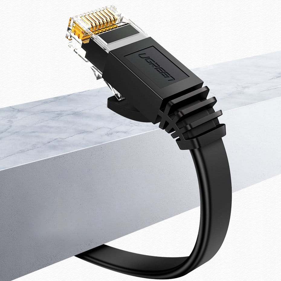 LAN Ethernet Flachkabel Ugreen RJ45 Cat 6 UTP, 1000Mbps, 15m, Schwarz