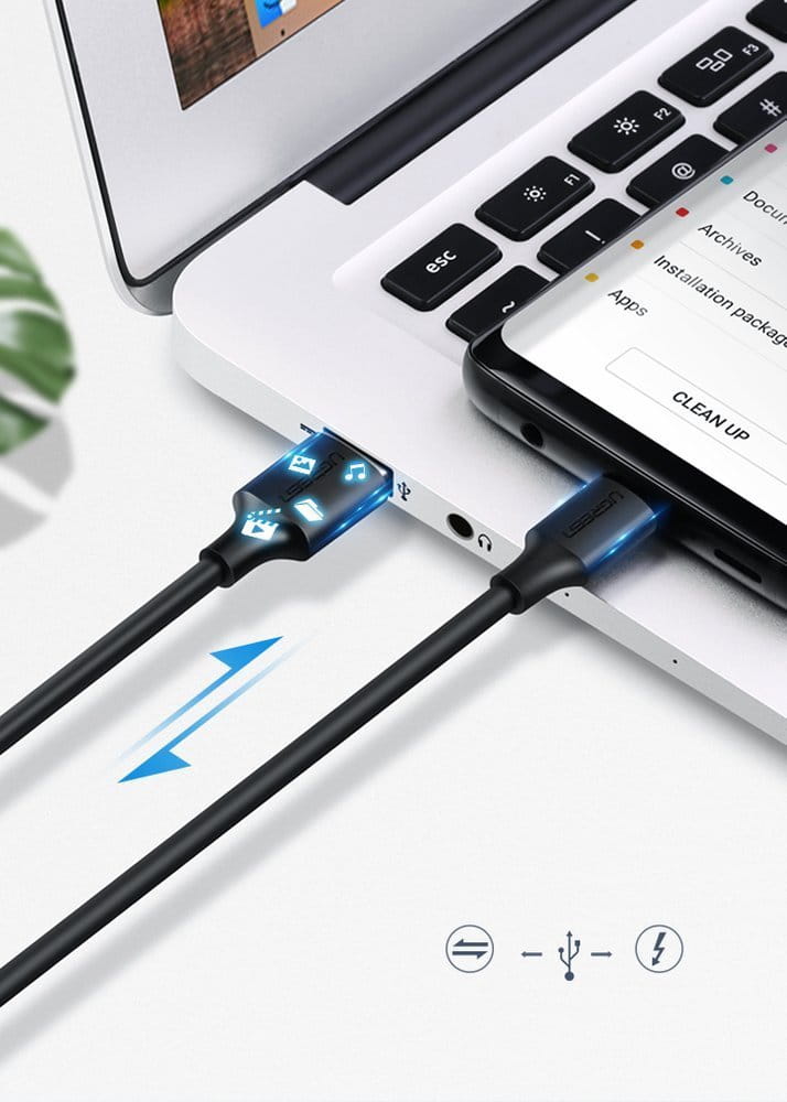Kabel UGREEN USB-A für USB-C 3A, 1 m, Schwarz