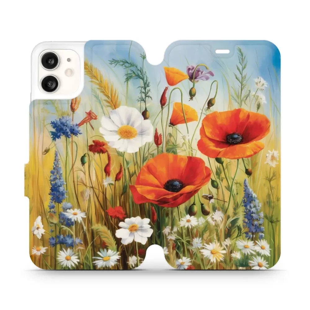 Handyhülle mit klappe für iPhone 11, Mobiwear Book, Wiesenblumen