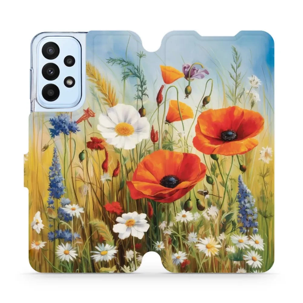 Handyhülle mit klappe für Galaxy A23 4G, Mobiwear Book, Wiesenblumen