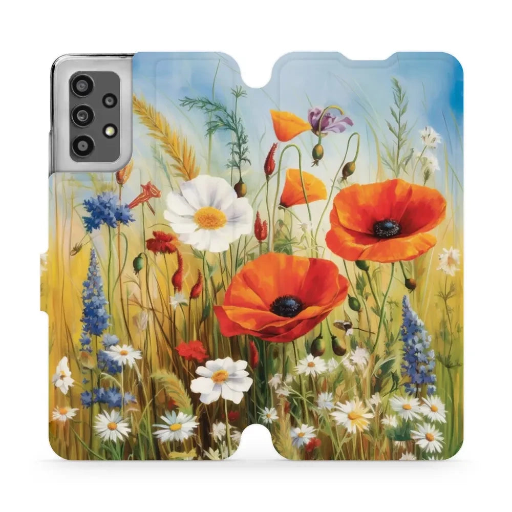 Handyhülle mit klappe für Galaxy A32 4G, Mobiwear Book, Wiesenblumen