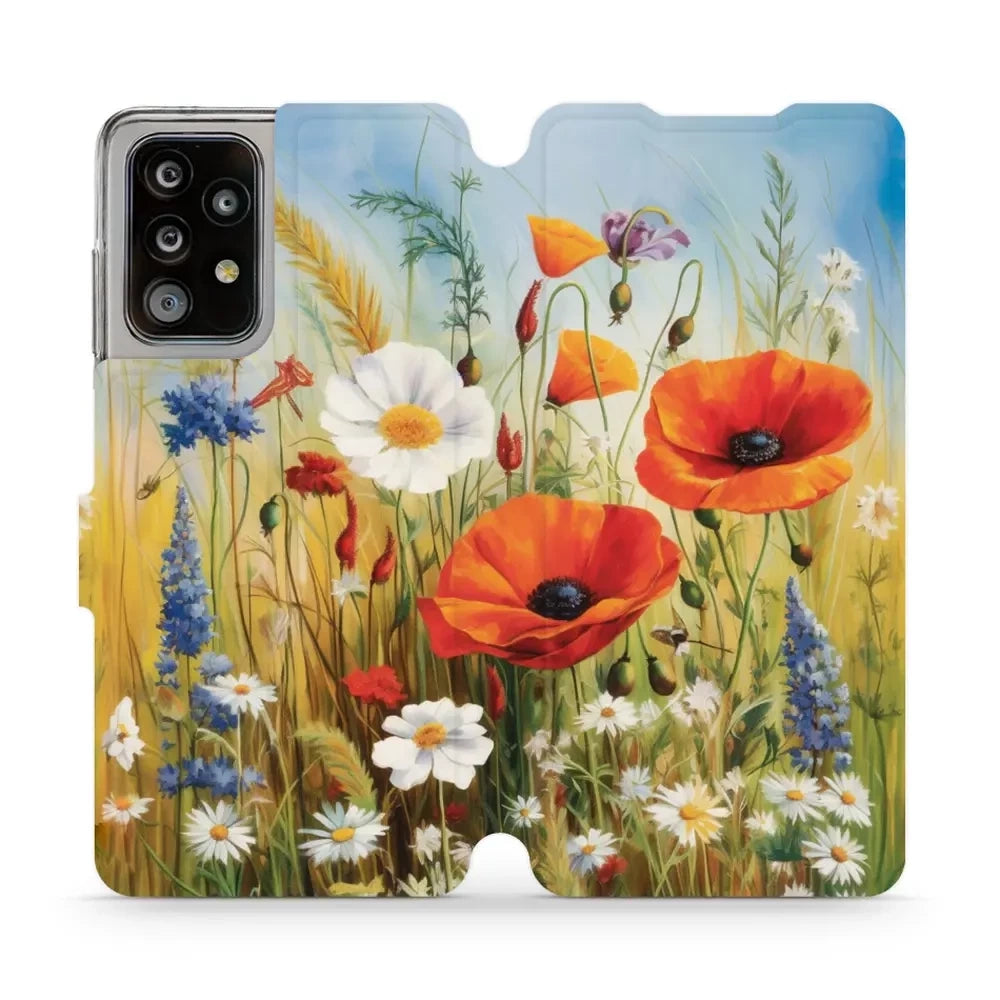Handyhülle mit klappe für Galaxy A52s 5G, Mobiwear Book, Wiesenblumen