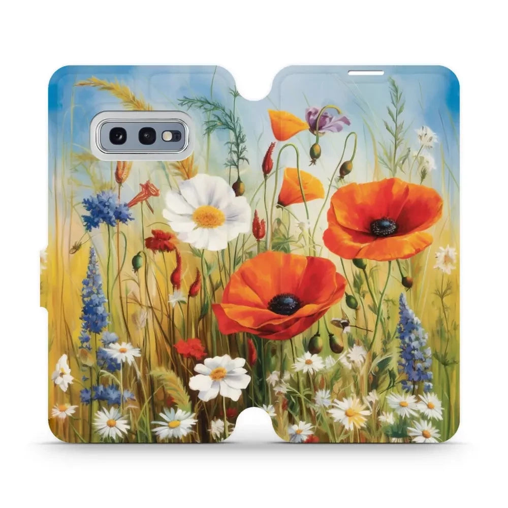 Handyhülle mit klappe für Galaxy S10e, Mobiwear Book, Wiesenblumen