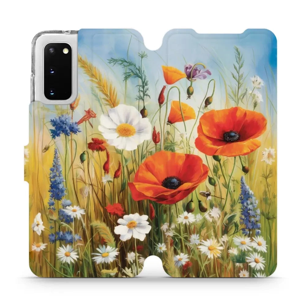 Handyhülle mit klappe für Galaxy S20, Mobiwear Book, Wiesenblumen