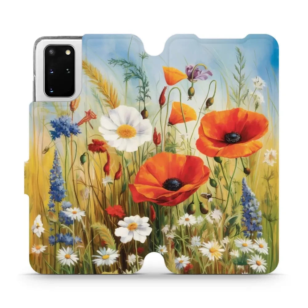 Handyhülle mit klappe für Galaxy S20 Plus, Mobiwear Book, Wiesenblumen