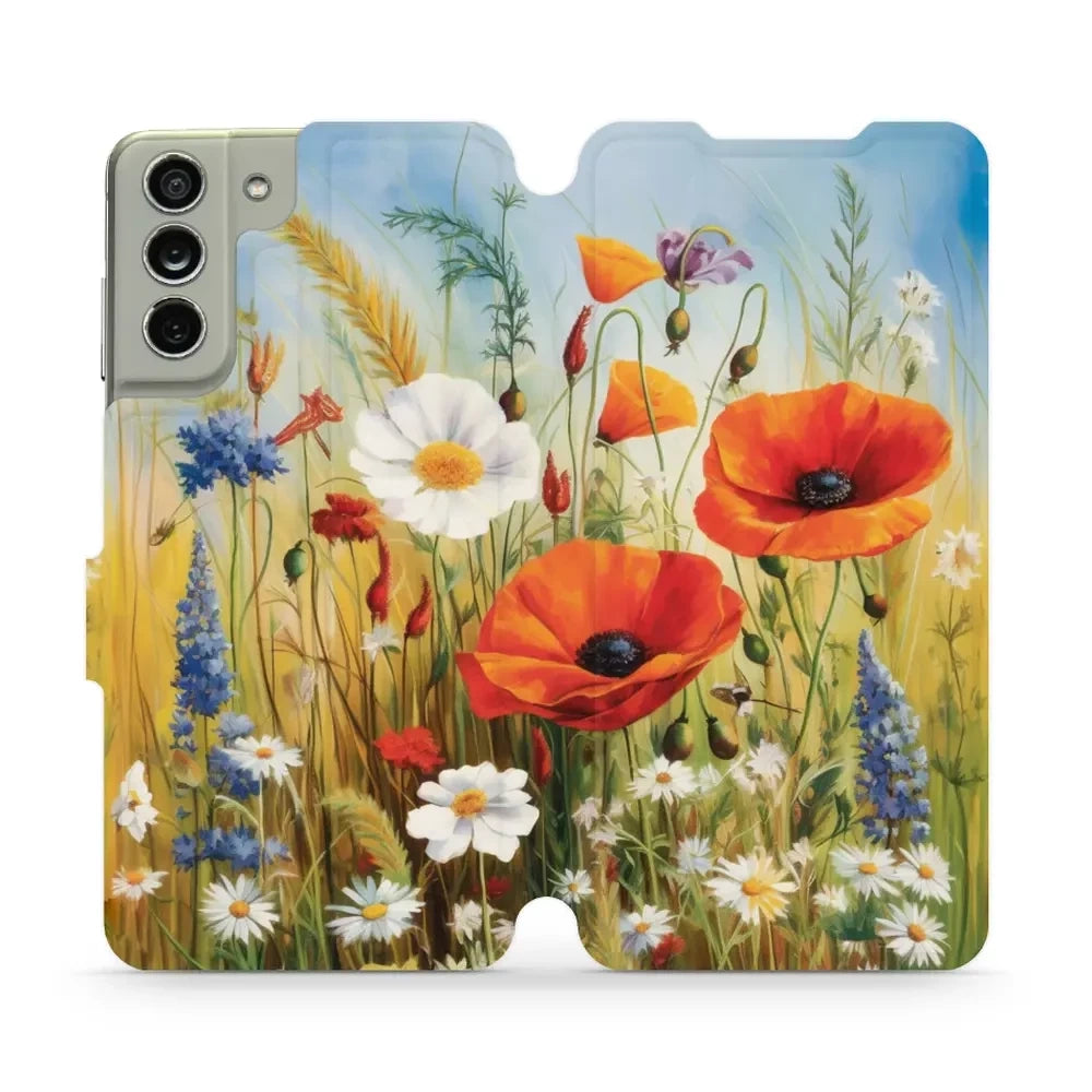 Handyhülle mit klappe für Galaxy S21 FE, Mobiwear Book, Wiesenblumen