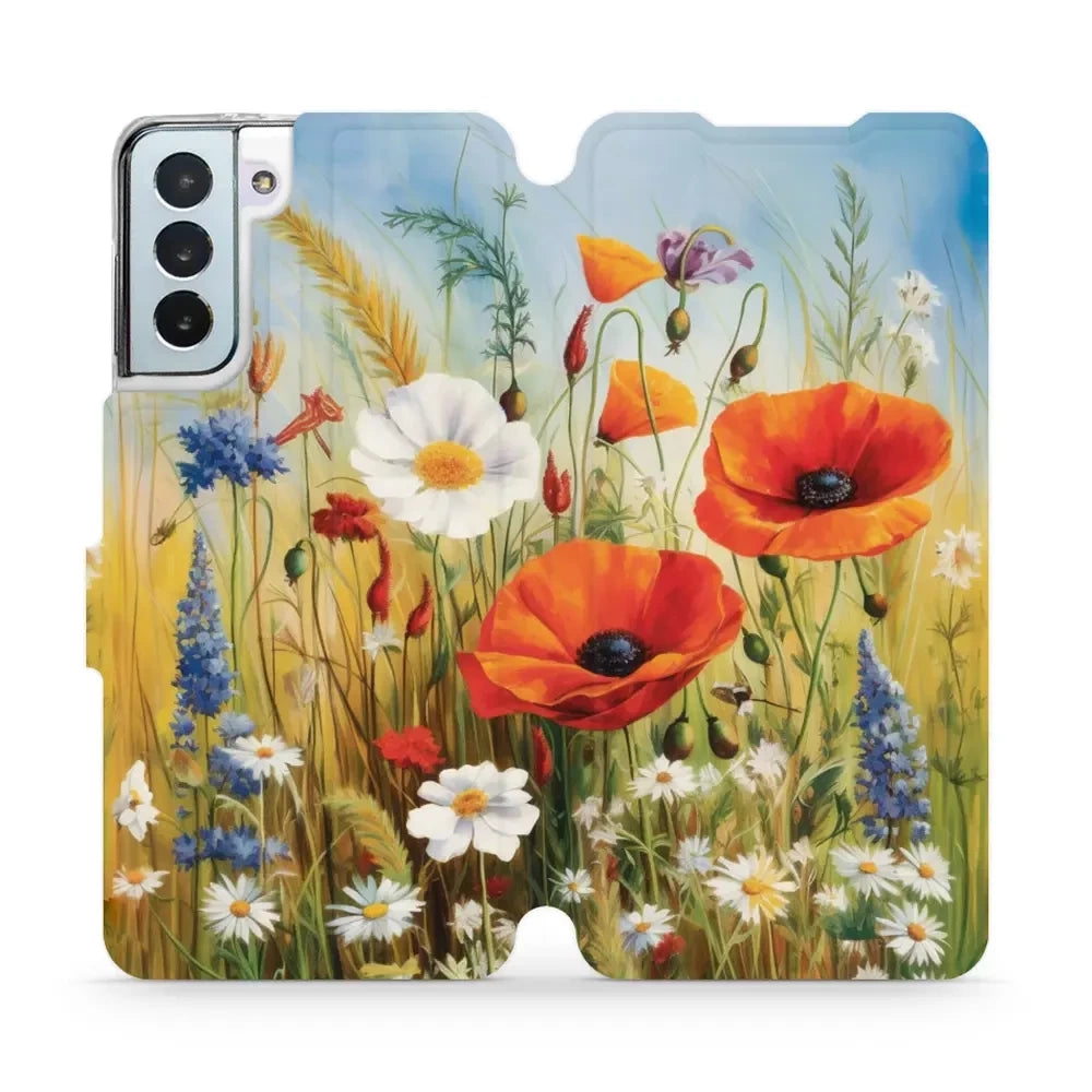 Handyhülle mit klappe für Galaxy S21 Plus, Mobiwear Book, Wiesenblumen
