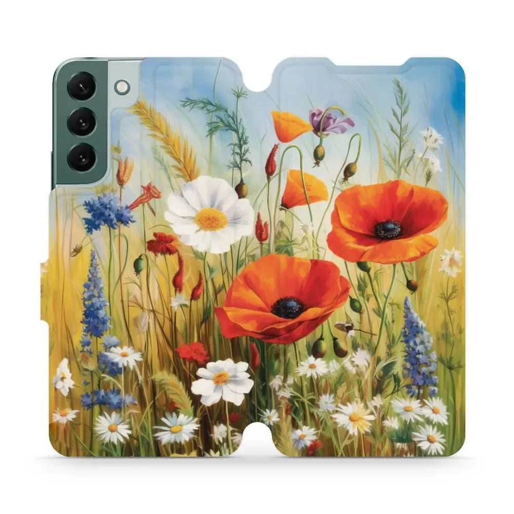 Handyhülle mit klappe für Galaxy S22 Plus, Mobiwear Book, Wiesenblumen
