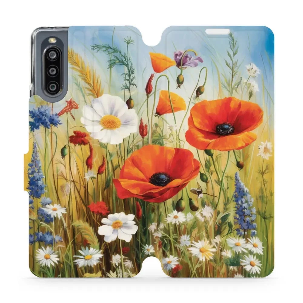 Handyhülle mit klappe für Sony Xperia 10 IV, Mobiwear Book, Wiesenblumen