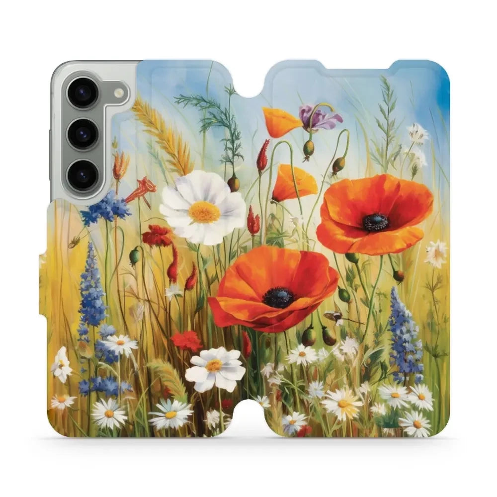 Handyhülle mit klappe für Galaxy S23, Mobiwear Book, Wiesenblumen