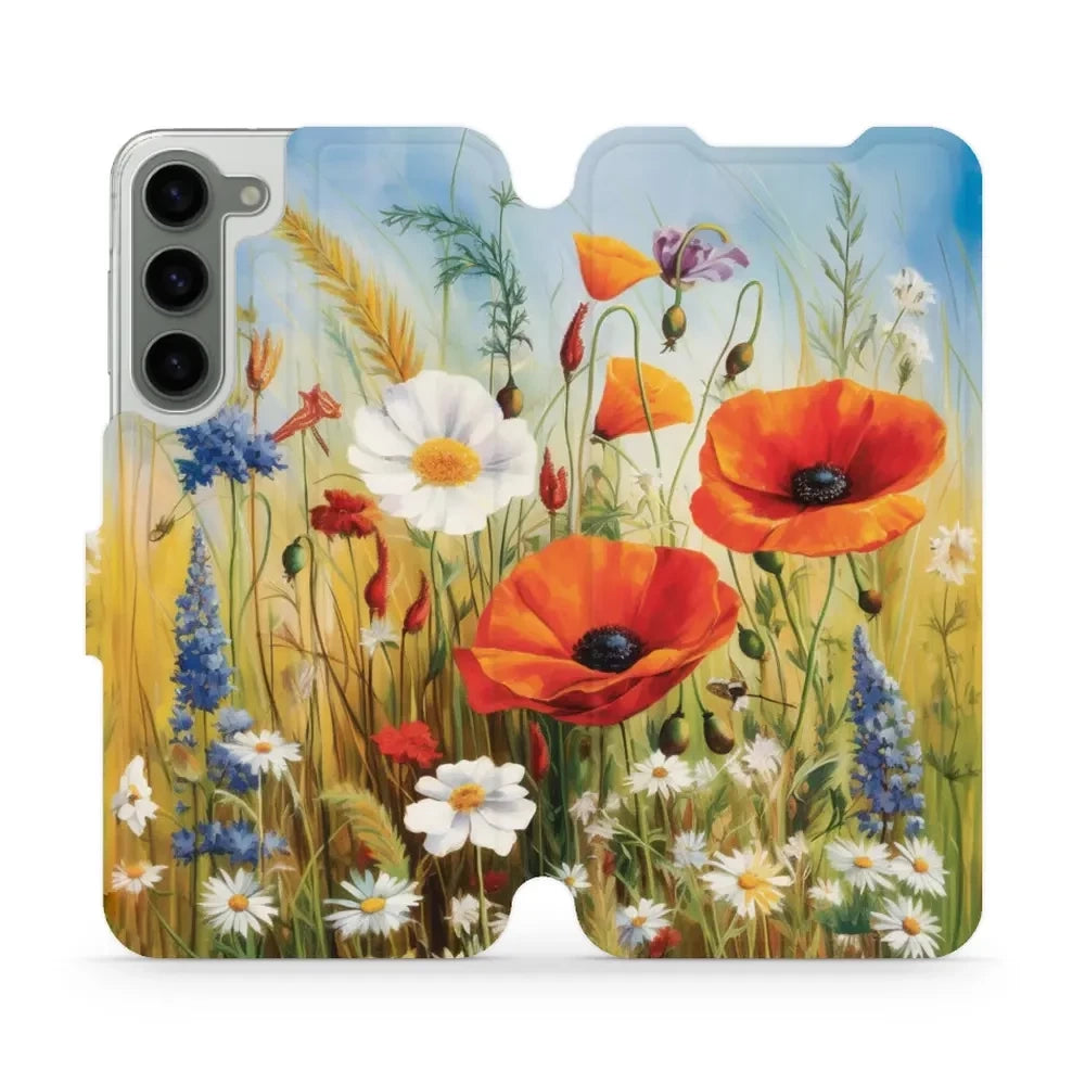 Handyhülle mit klappe für Galaxy S23 Plus, Mobiwear Book, Wiesenblumen