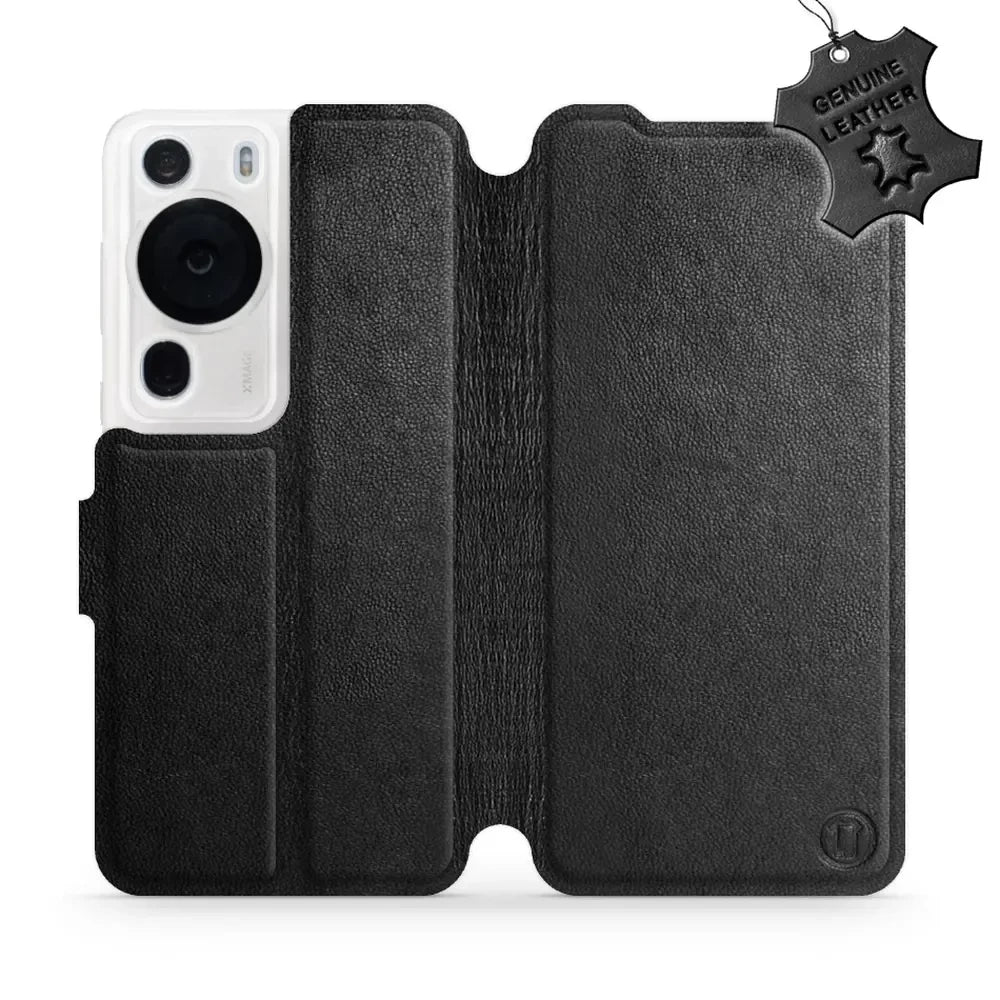 Echtleder Handyhülle für Huawei P60 Pro, Mobiwear Leather, Schwarz