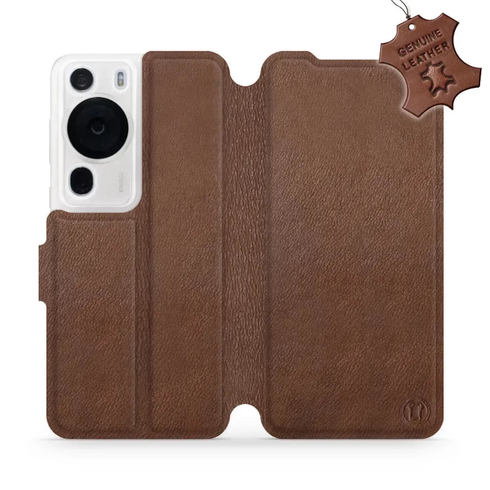 Echtleder Handyhülle für Huawei P60 Pro, Mobiwear Leather, Braun