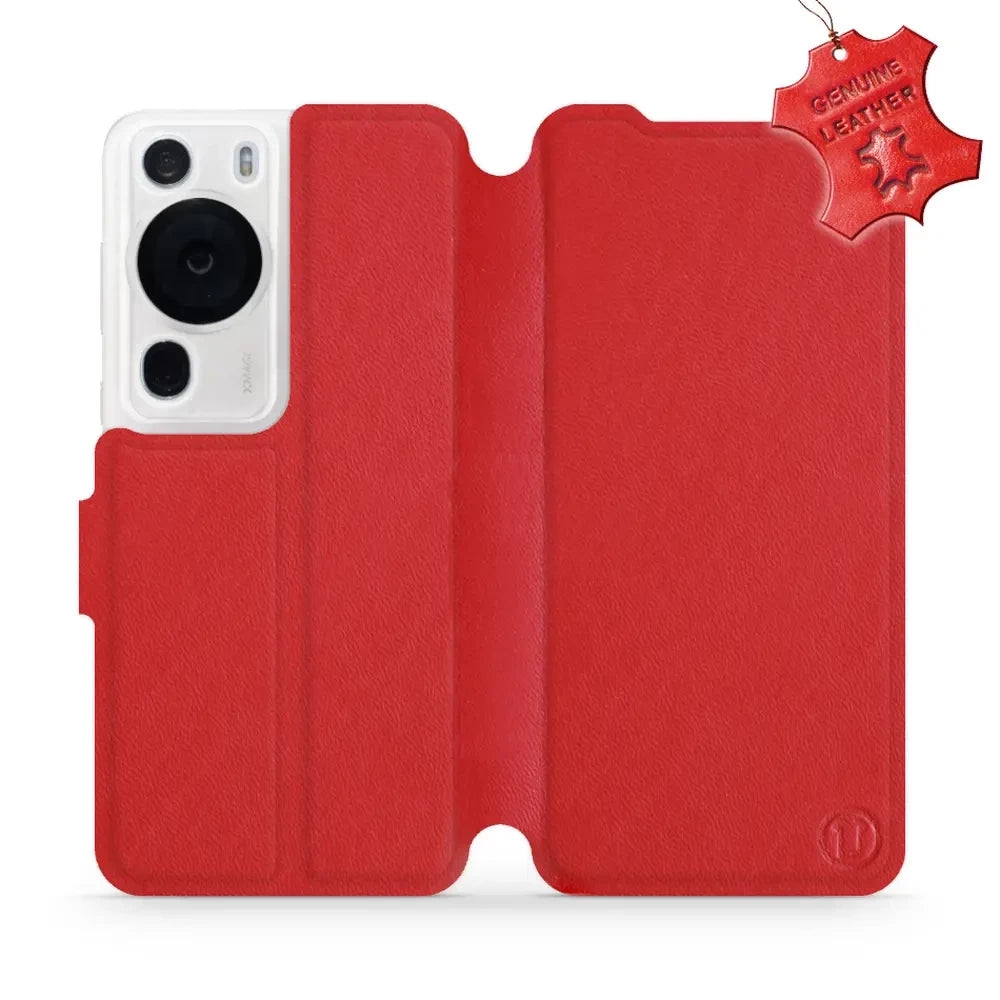 Echtleder Handyhülle für Huawei P60 Pro, Mobiwear Leather, Rot