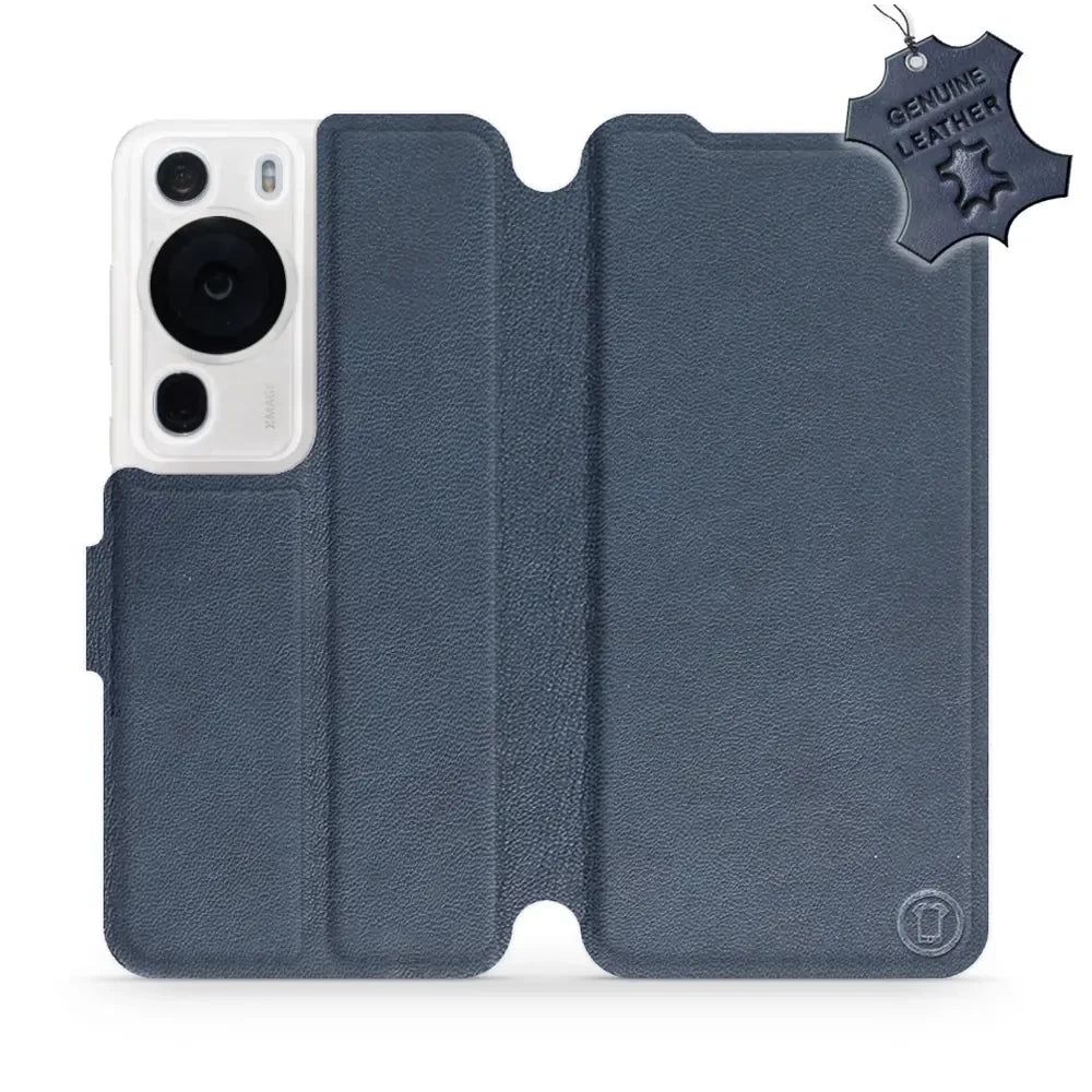 Echtleder Handyhülle für Huawei P60 Pro, Mobiwear Leather, Dunkelblau
