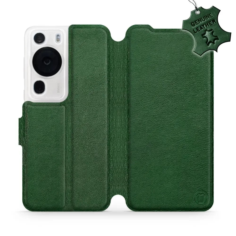 Echtleder Handyhülle für Huawei P60 Pro, Mobiwear Leather, Grün