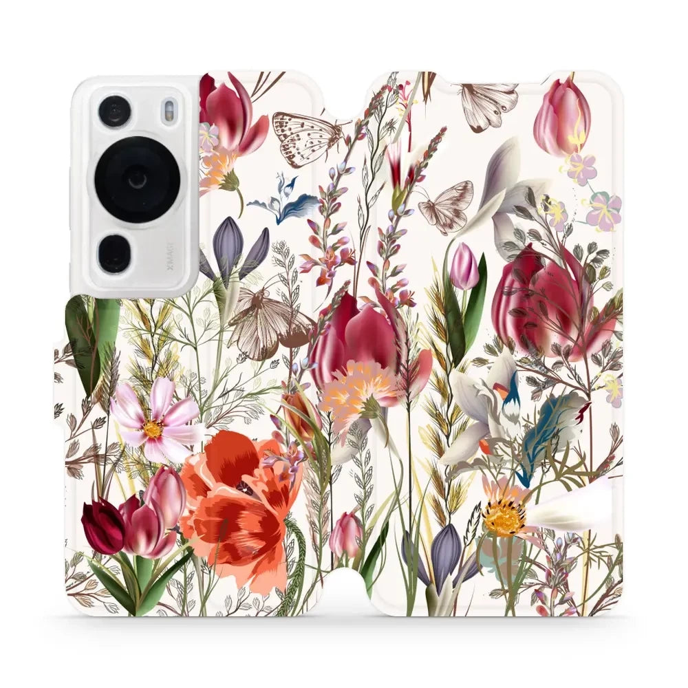 Handyhülle mit klappe für Huawei P60 Pro, Mobiwear Book, Blumenstrauß