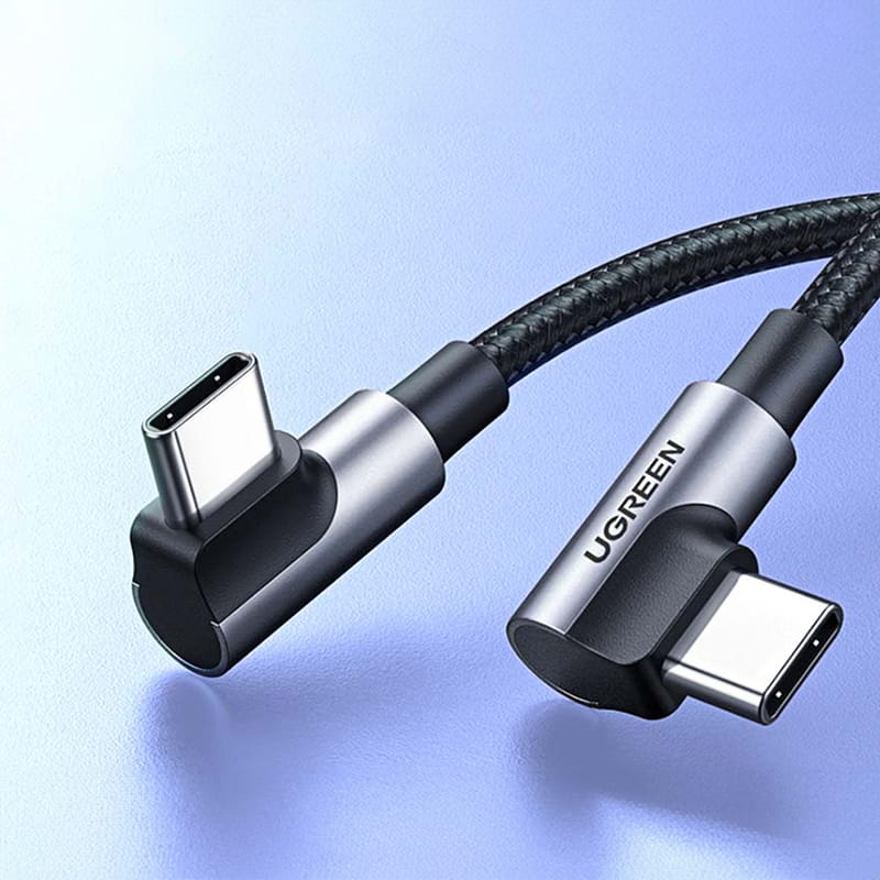 Winkelkabel Ugreen USB-C / USB-C 100 W, QC 4.0, PD, FCP, 2 m, Schwarz