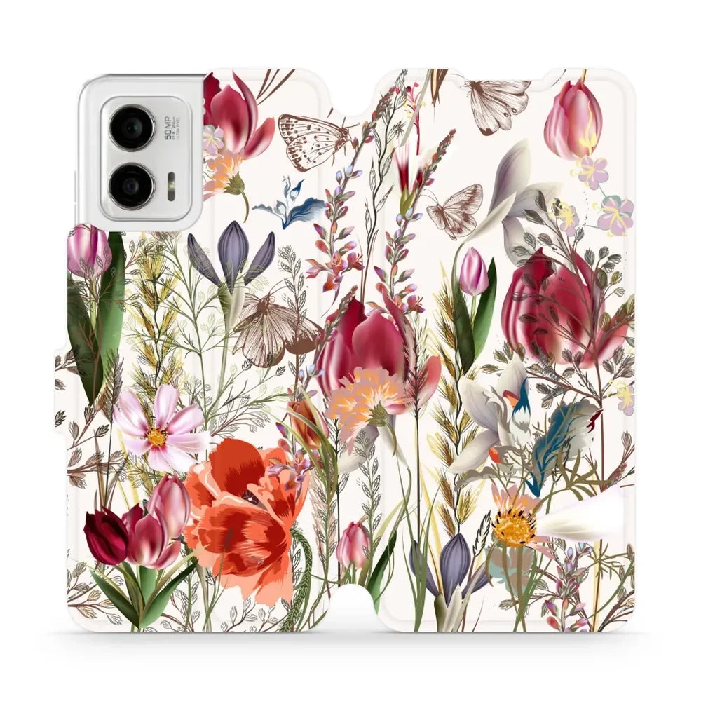 Handyhülle mit klappe für Motorola Moto G73 5G, Mobiwear Book, Blumenstrauß