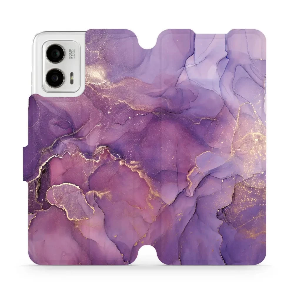 Handyhülle mit klappe für Motorola Moto G73 5G, Mobiwear Book, Violett