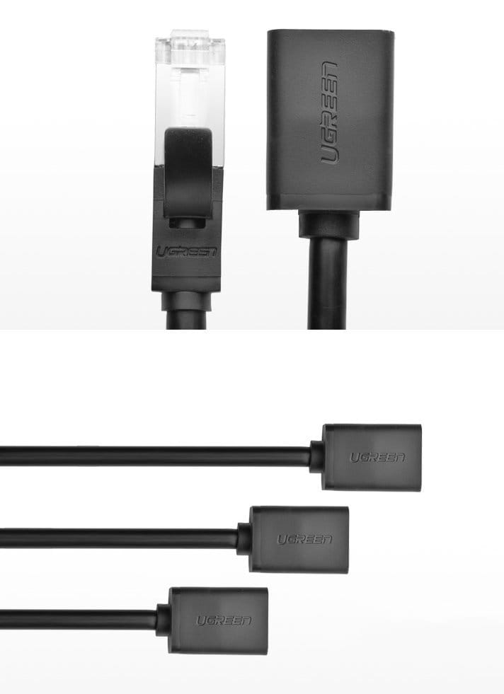 Internet Kabel/Verlängerung, Ugreen, Ethernet RJ45 Cat 6, FTP 1000 Mbps, 0.5m, Schwarz