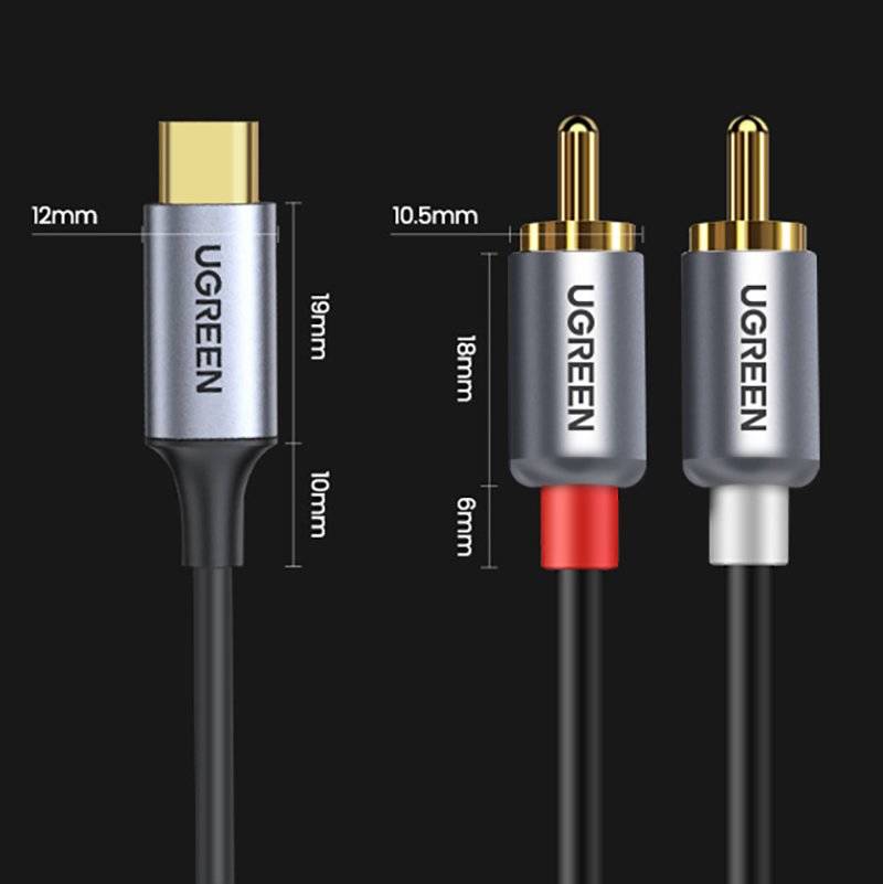 Ugreen USB-C - 2RCA Audiokabel, 1,5m, Grau