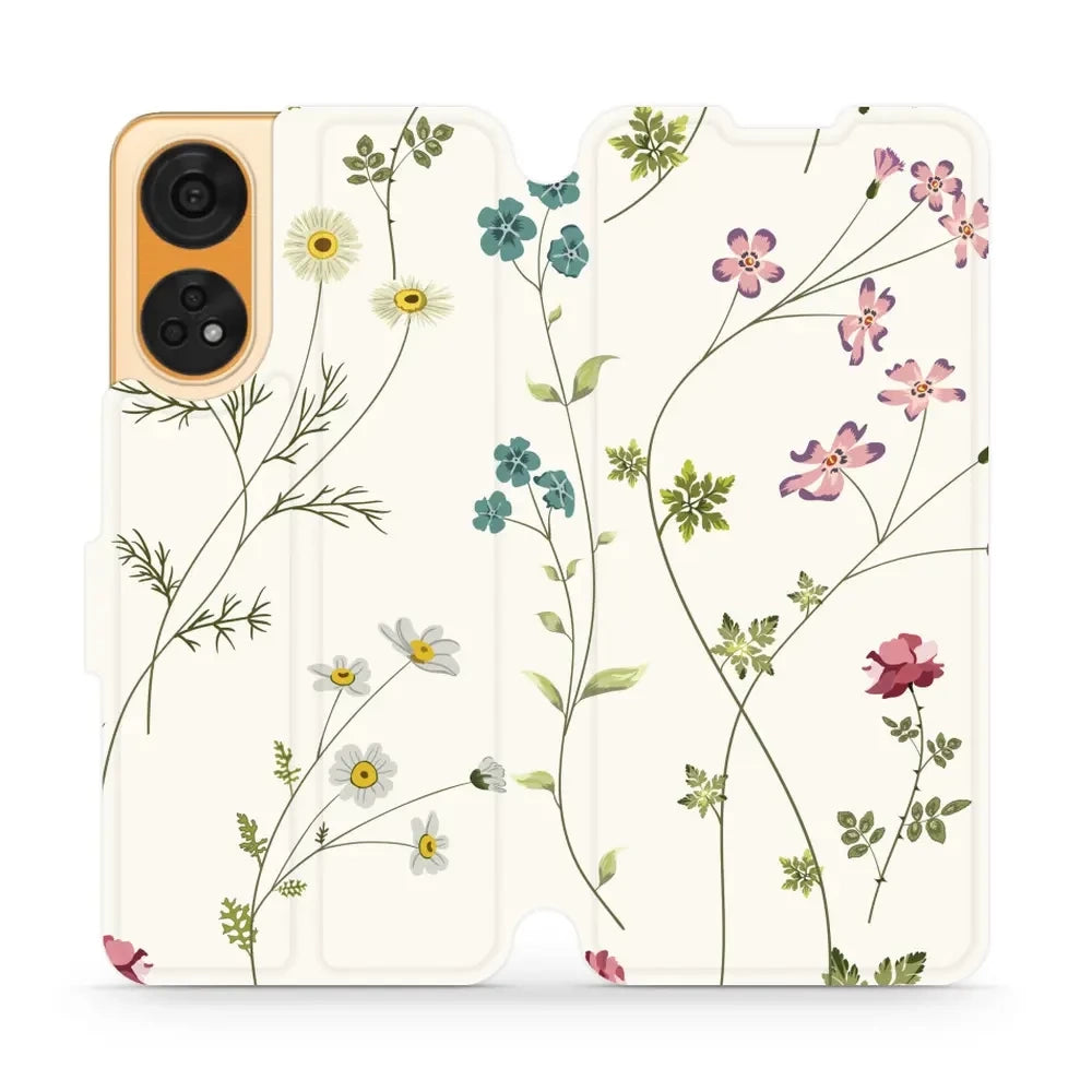 Handyhülle mit klappe für Oppo Reno8T 5G, Mobiwear Book, Feldblumen