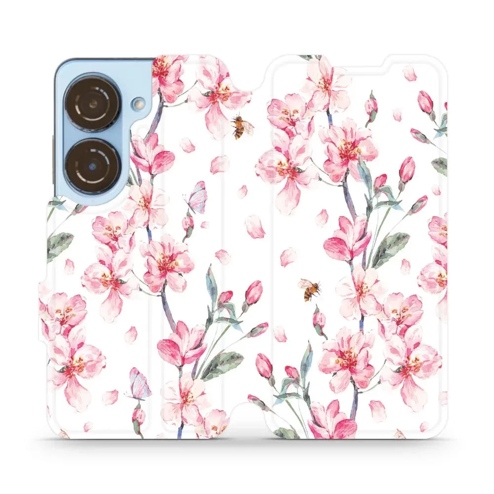 Handyhülle mit klappe für Asus Zenfone 10, Mobiwear Book, Rosa Frühling
