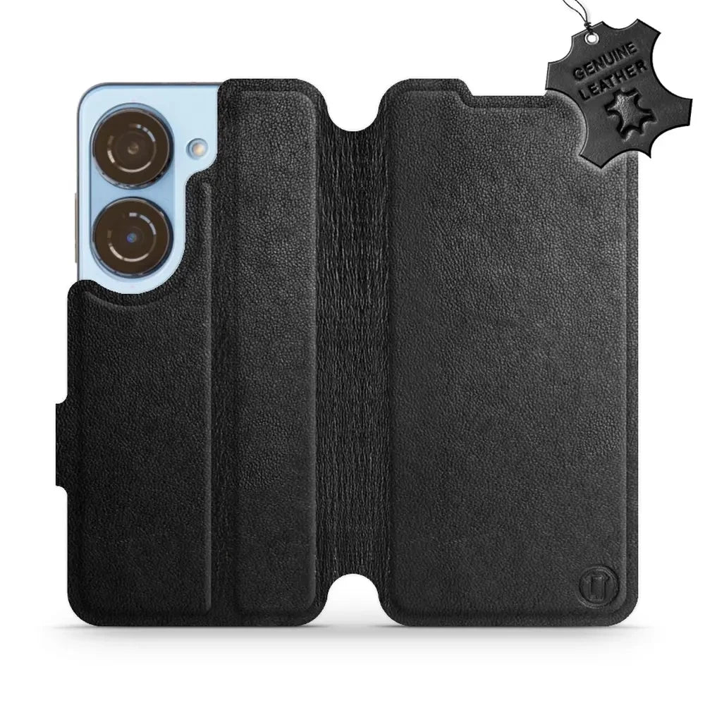 Echtleder Handyhülle für Asus Zenfone 10, Mobiwear Leather, Schwarz