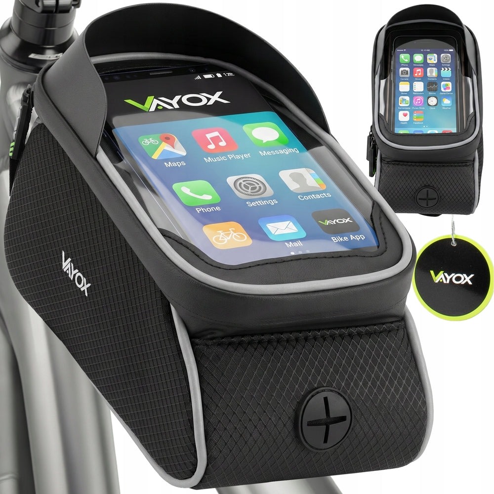 Fahrradtasche für den Rahmen mit Handyfach, Vayox VA0450 1.2L, Schwarz
