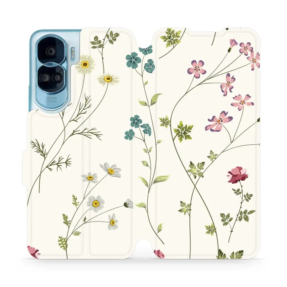 Handyhülle mit klappe für Honor 90 Lite, Mobiwear Book, Feldblumen