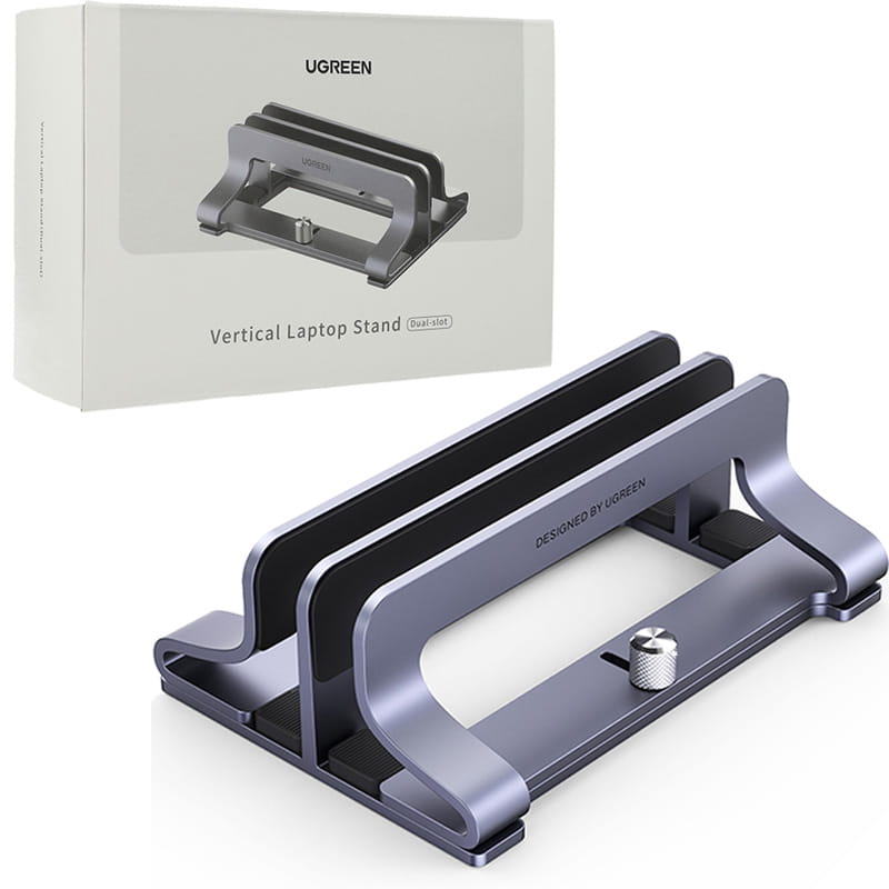 Aluminium Vertikalständer Ugreen für Laptops / Tablets 12 bis 26 mm, Silbern