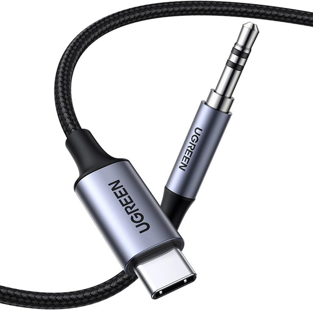 Audiokabel AUX 3,5 mm mini jack - USB Typ C für Telefon/Tablet 1 m, Ugreen, Schwarz