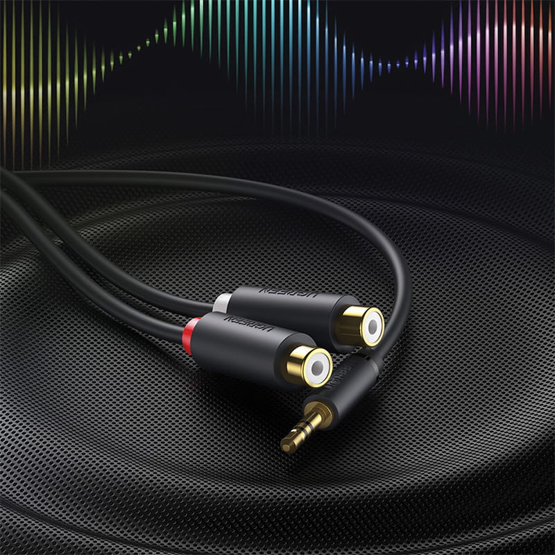 Ugreen Audiokabel 3,5 mm Miniklinke (männlich) - 2x RCA (weiblich), 25 cm, Grau