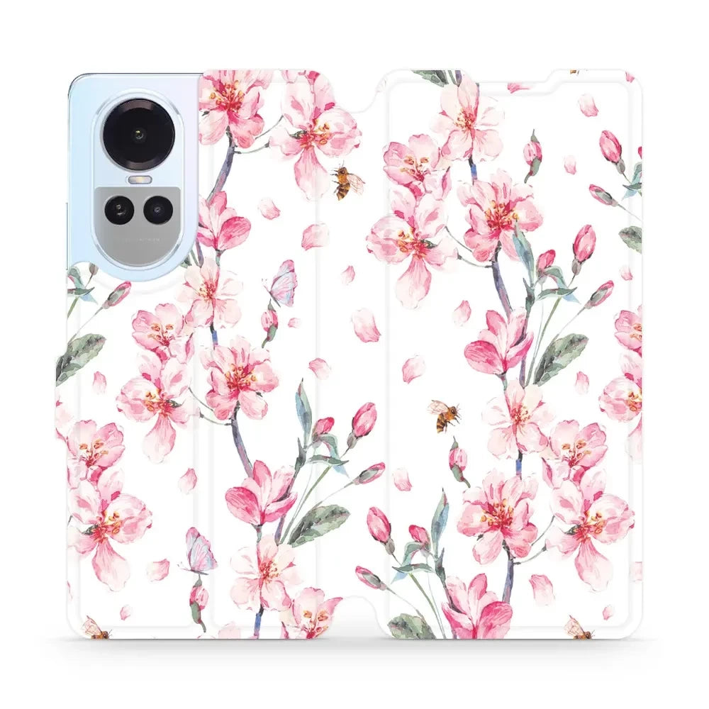 Handyhülle mit klappe für Oppo Reno10 5G, Mobiwear Book, Rosa Frühling