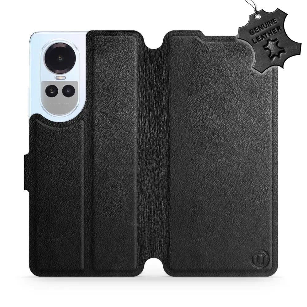 Echtleder Handyhülle für Oppo Reno10 5G, Mobiwear Leather, Schwarz